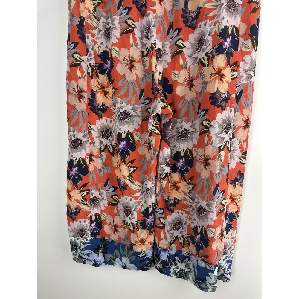 Johnny Was x Jade Silk Wide Leg Poonam Tropical Floral Crop Pants Sheer Size XL - Picture 10 of 14